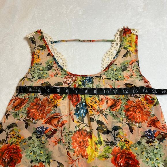 Women's Sleeveless Floral Flowy Blouse Size XS Festival Boho Cottagecore Casual - Picture 5 of 7